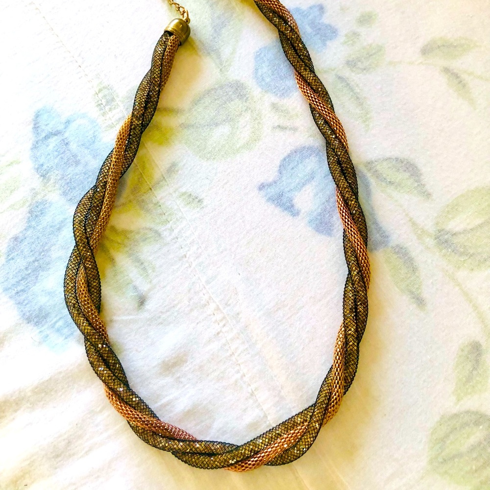 Golden and Grey Twisted Strands Necklace - NWOT